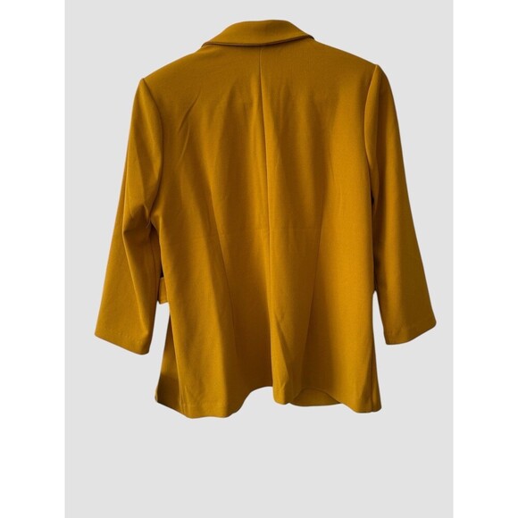 NYCC Mustard Yellow Blazer Jacket Women’s Medium Shoulder Pads Hook Closure NWT - Picture 5 of 8